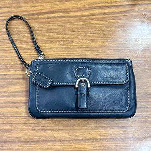 COACH Black Leather Wristlet